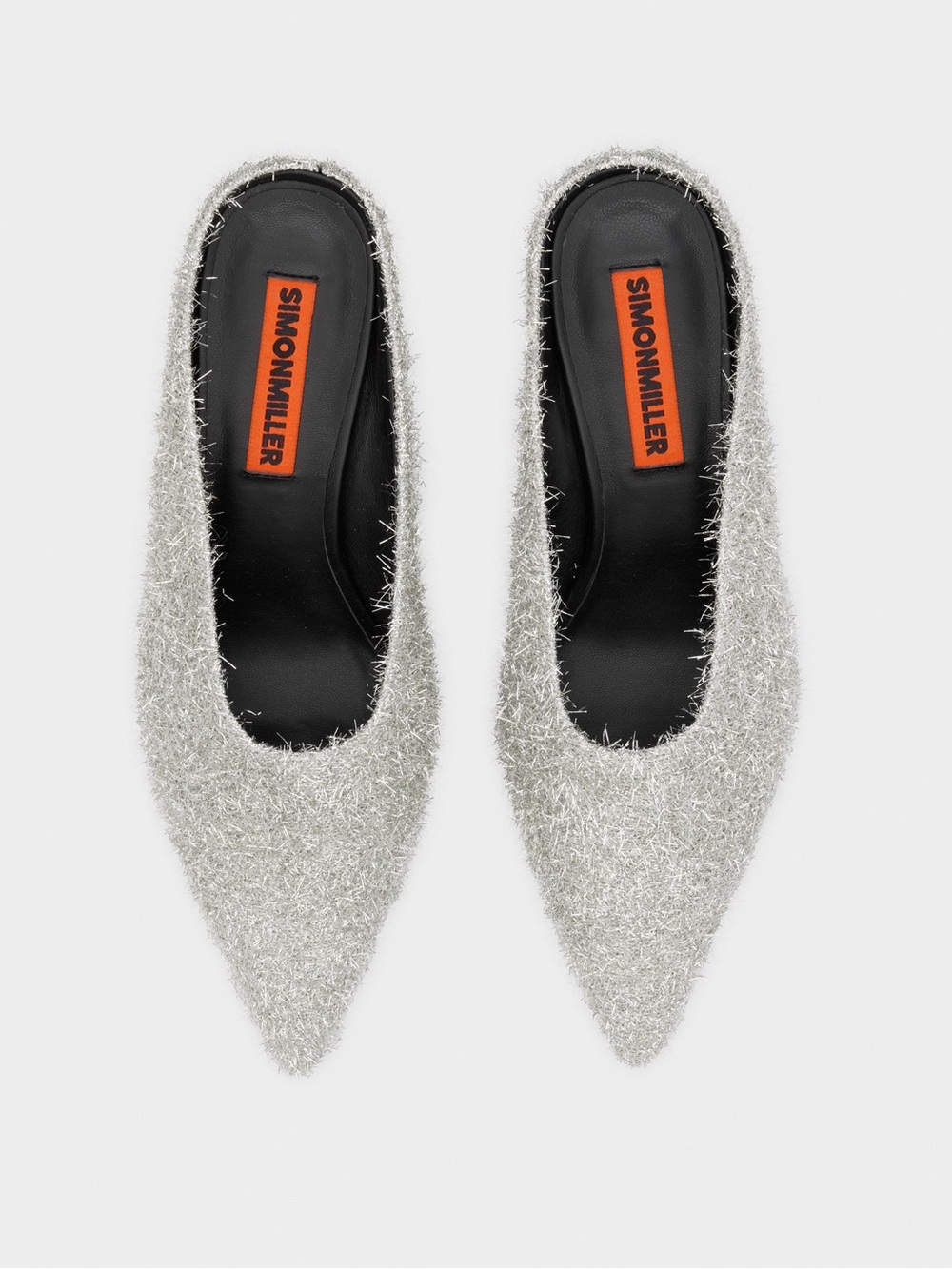 Simon Miller Tinsel Pointed Gala Kitten Heel Mule Metallic Silver Size 40 / 10 - Picture 2 of 9